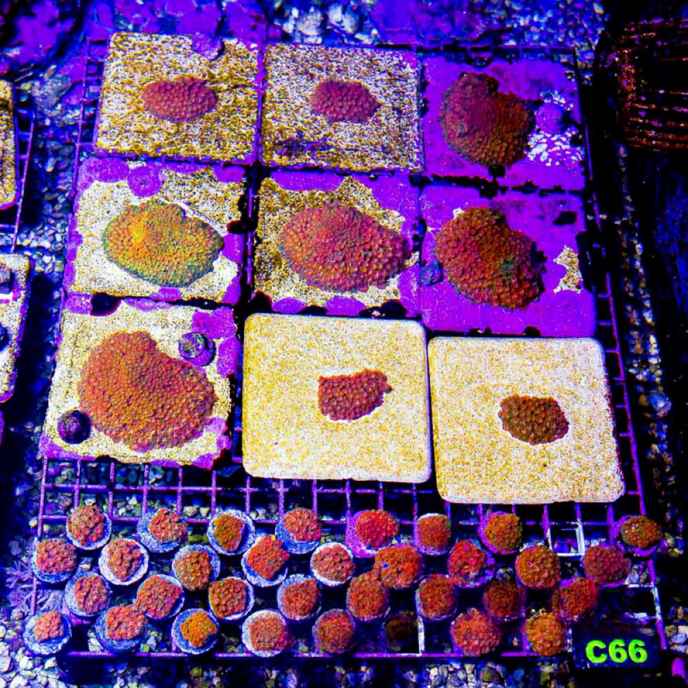 Sunflower Short Polyp Goniopora (Aquacultured) Size: M 0.75” to 1” Approx Frag